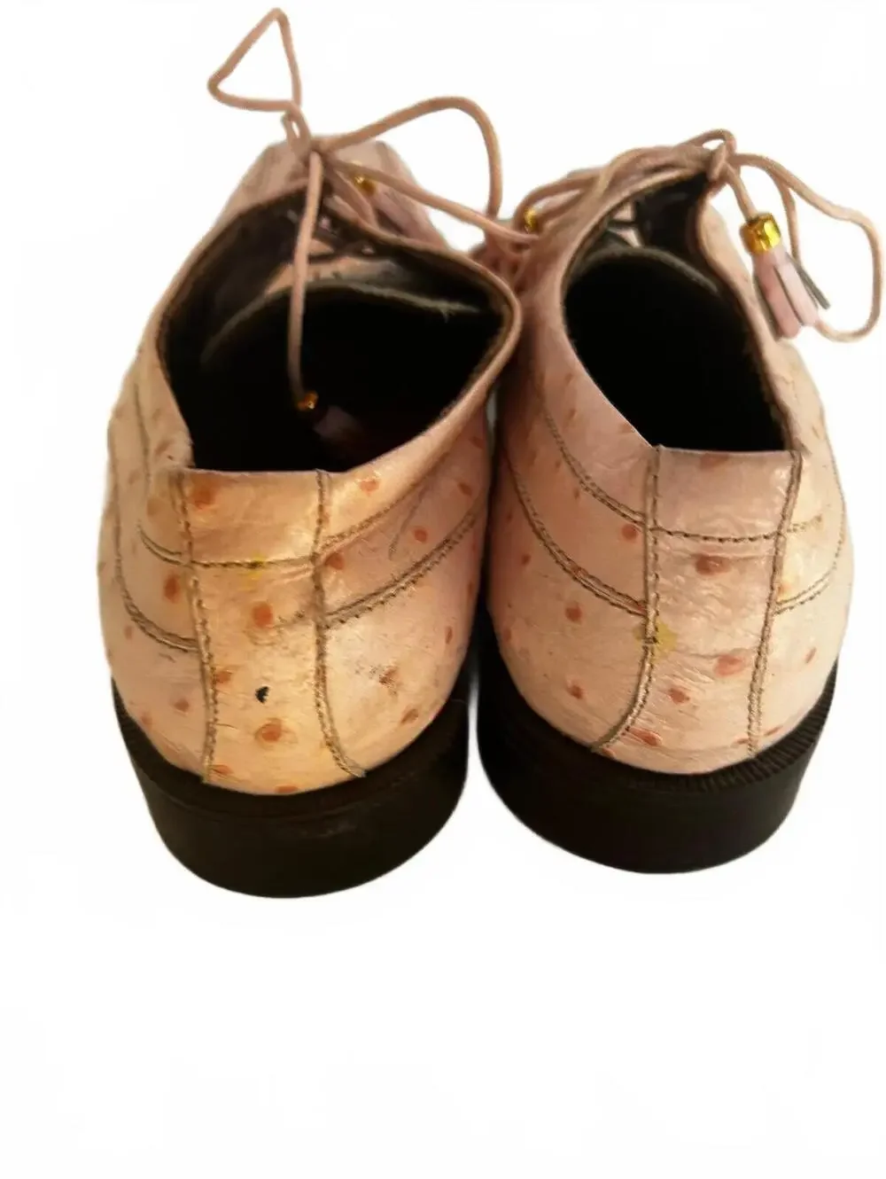 Vintage Marco Vicci Ostrich Pink Blush Dress Shoes Men 10